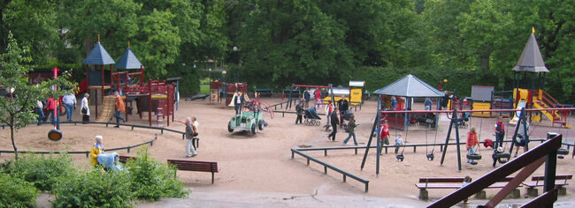 Playground with swings, slides and more
